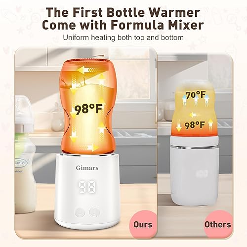Miniatura 2 de Gimars Calentador de biberones portátil de calentamiento rápido con mezclador de fórmulas, batería de 12000 mAh, diseño inalámbrico, calentador de