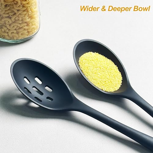 Miniatura 5 de Juego de utensilios de cocina de silicona, espátulas y cucharas antiadherentes grandes y resistentes al calor para cocina, ideales sin BPA para