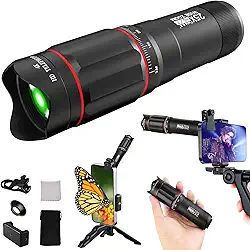 Monóculos de smartphone monocular-telescópio 40x para adultos, alta definição para concertos de música, observação de pássaros, viagens, acampamento, trilhas