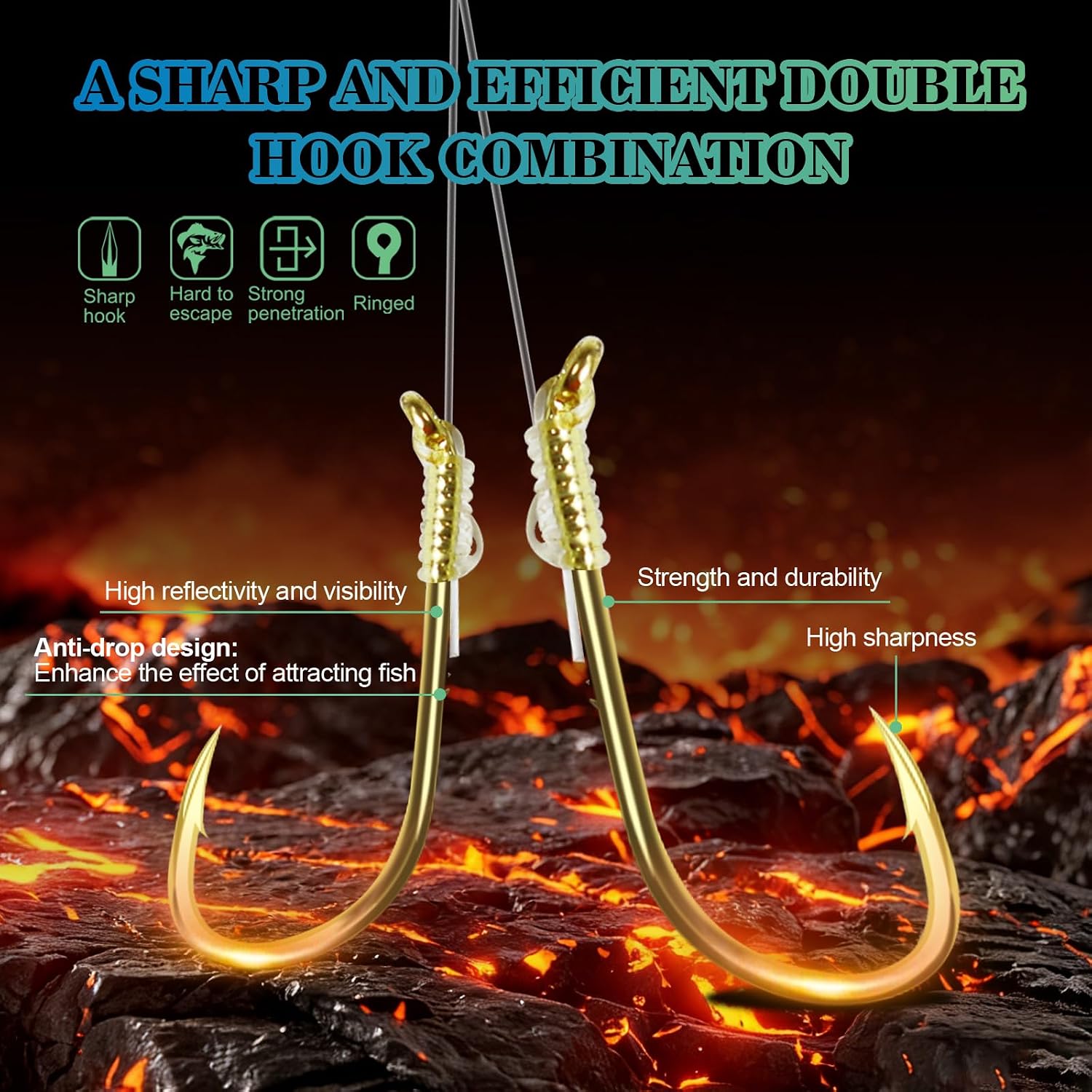 7 Pack Crawler Harness Walleye Rigs with Dual-Wing Blade, 41.5LB 39.4in Float Walleye Spinner Rig, 2-Hook Pre-Tied Worm Harness for Slow Trolling, Bass Trout Fishing