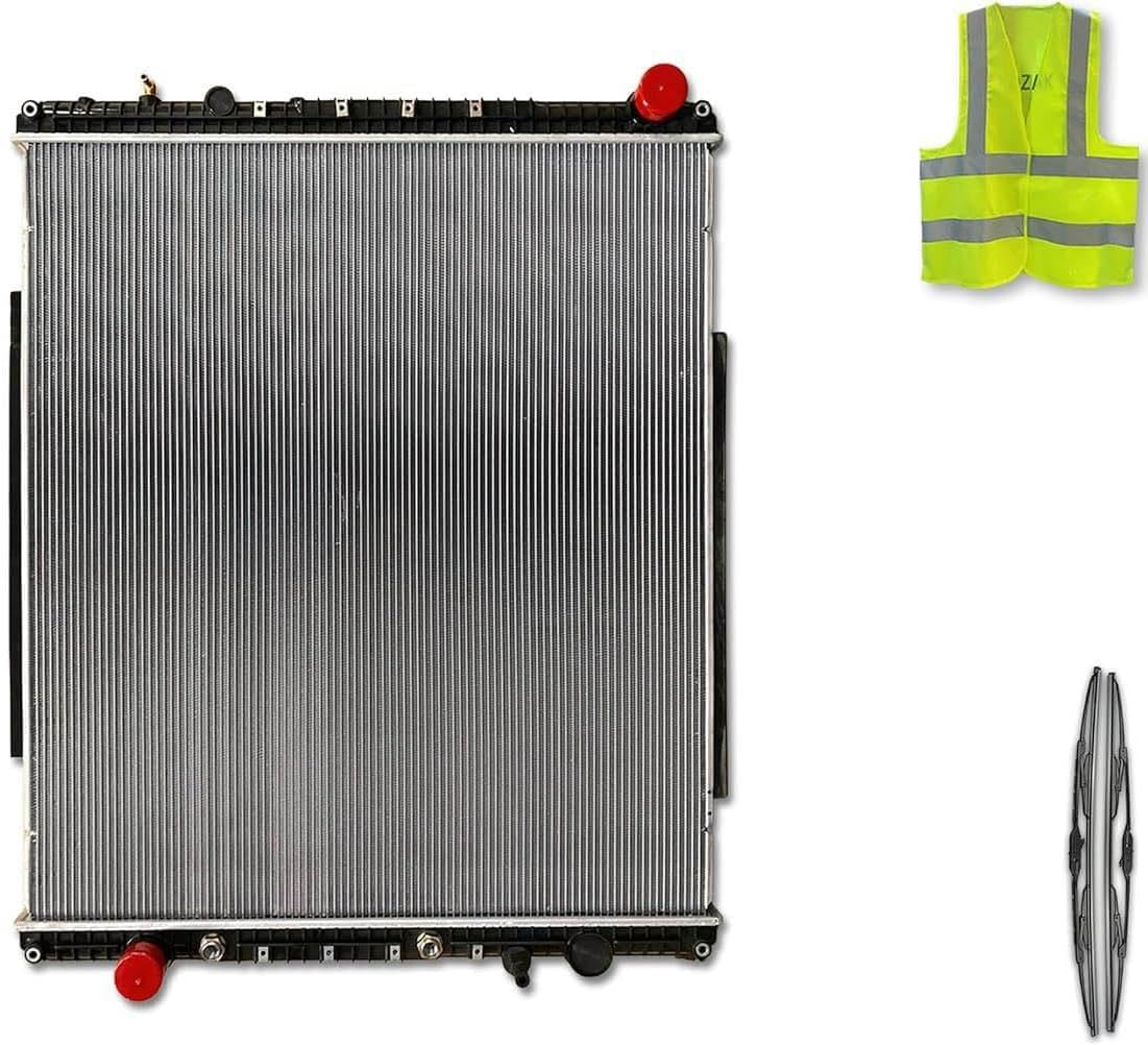 Radiator (20011723) Compatible With Cascadia 2008-2013 Columbia 2008-2010 Century, L9500 2009-2010 + Logo, Wipers, License Plate Frame, 2x Trailer Tail Lights and Vest