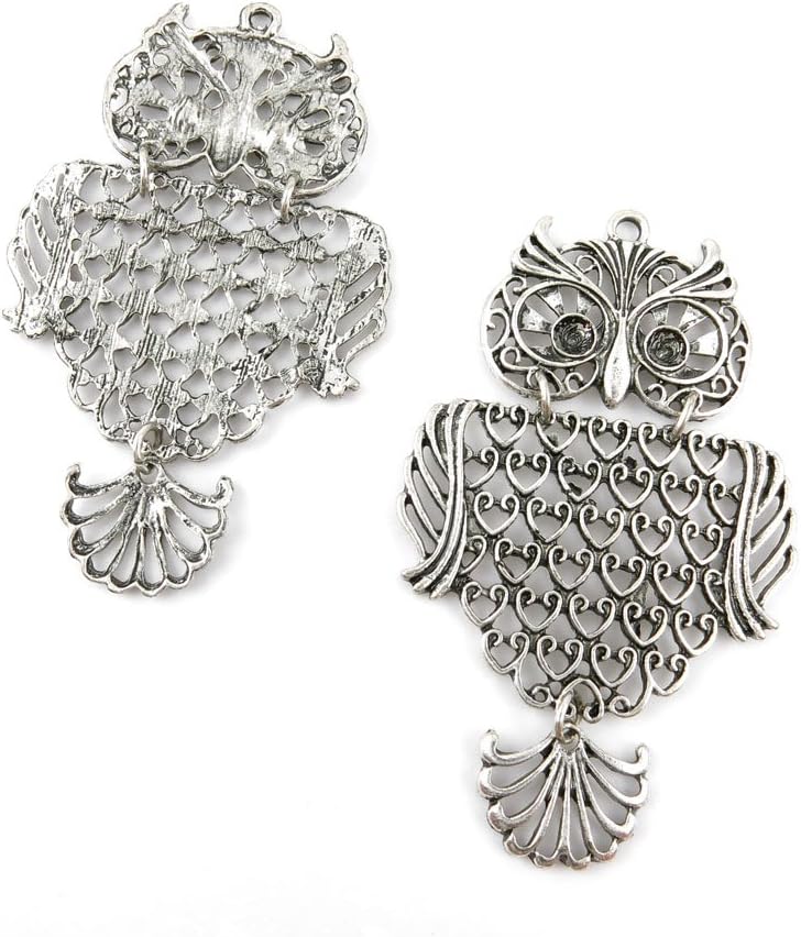 Jewelry Making Charms 04502 Hollow Owl Pendant Ancient Silver Findings Accessoires Craft