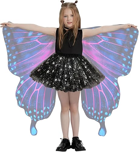 Miniatura 2 de Butterfly Costume Halloween Costumes for Girls Kids, Butterfly Wings Costume Cape Shawl for Girls Fairy Wing
