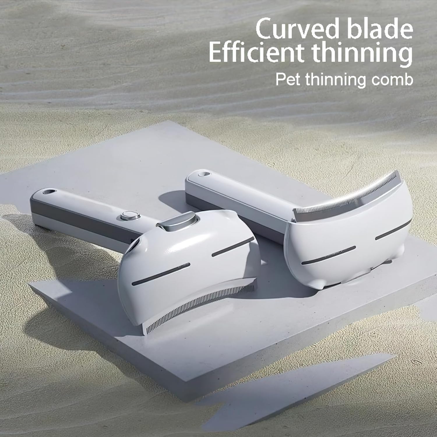 Pet Grooming Comb, Self-Cleaning Curved Blade Design, Stainless Steel Hair Removal Tool for Dogs and Cats