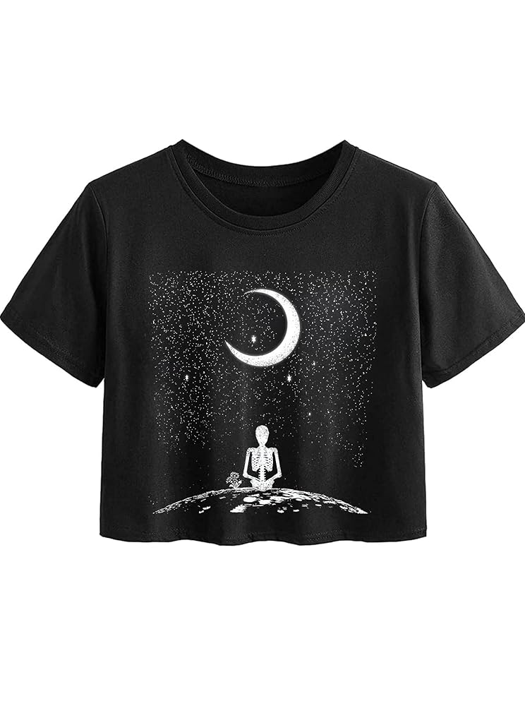 Amazon.com: Avanova Women Skull Skeleton Graphic Crop Top Amazon.com: Avanova Women Skull Skeleton Graphic Crop Top