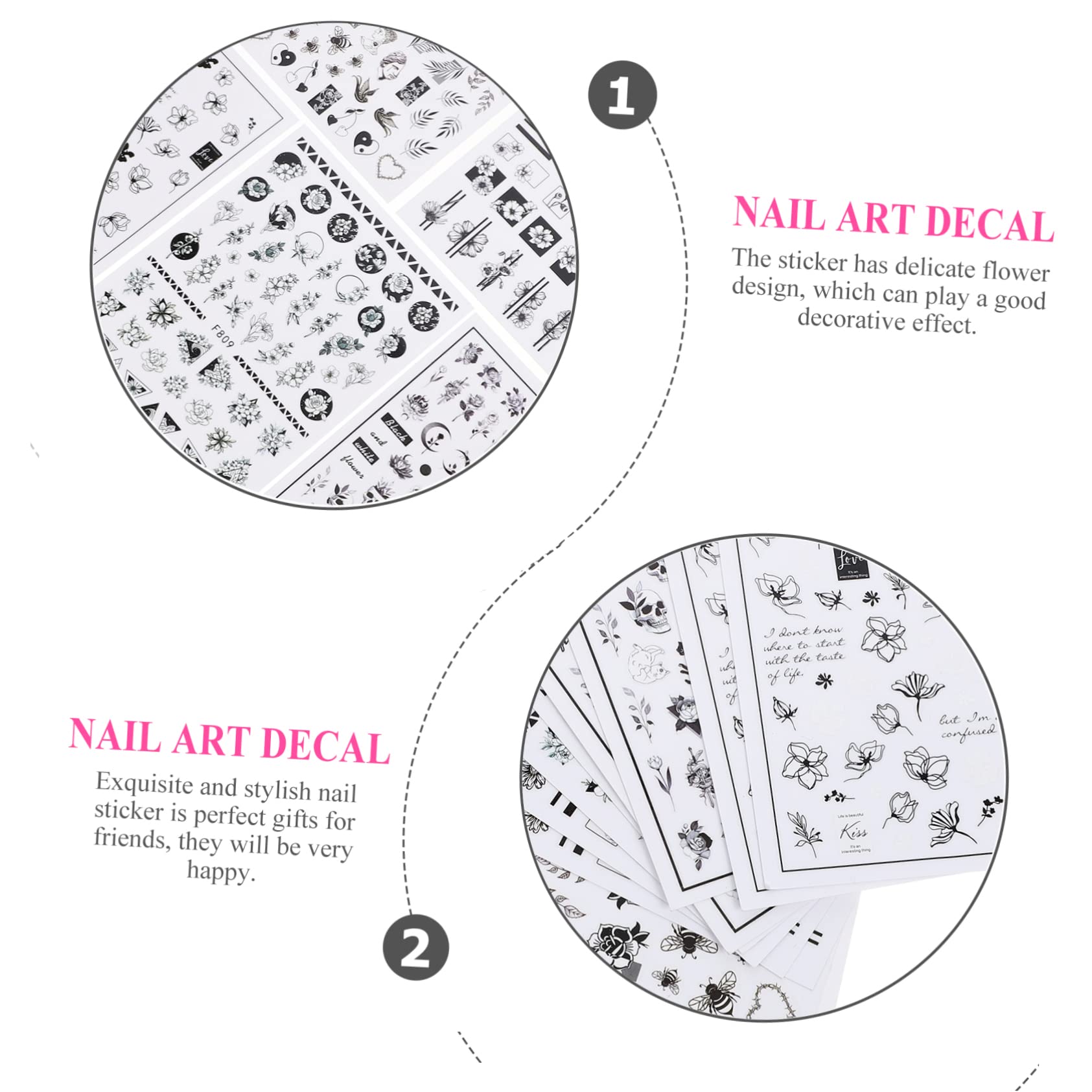 Healvian 50hojas Pegatinas De Uñas Decorativas De Flores De Autoadhesivas Diseño Delicado Para Manicura Para Mujeres y Niñas Fácil Aplicación Efecto Elegante y Atractivo