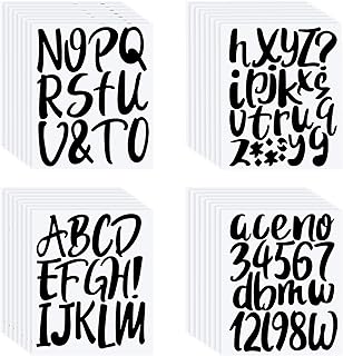Outus 576 Pieces 8 Sheets Letters Stickers Self Adhesive Vinyl Letter Alphabet Number Stickers Mailbox Numbers Sticker, Decals for Classroom Decor, Sign, Door(Black,4 Inch)