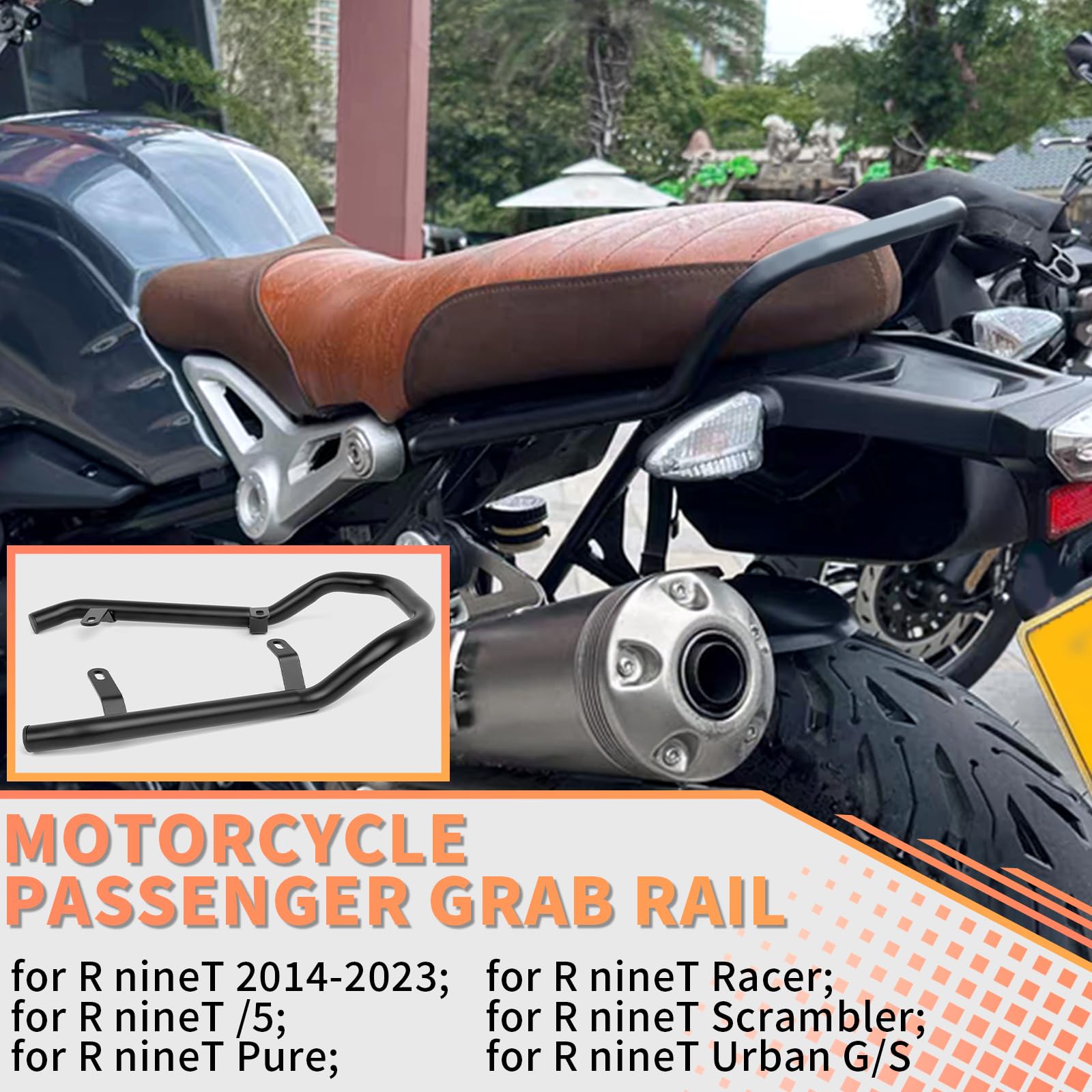 WOOGA Passeggero Posteriore Sedile del Passeggero Mano Grab Bar Rail Maniglia Accessori Moto compatibile con B&M&W RNINET R nine T/R9T /5 Pure/Racer/Scrambler/Urban G/S Accessories 2014-2023