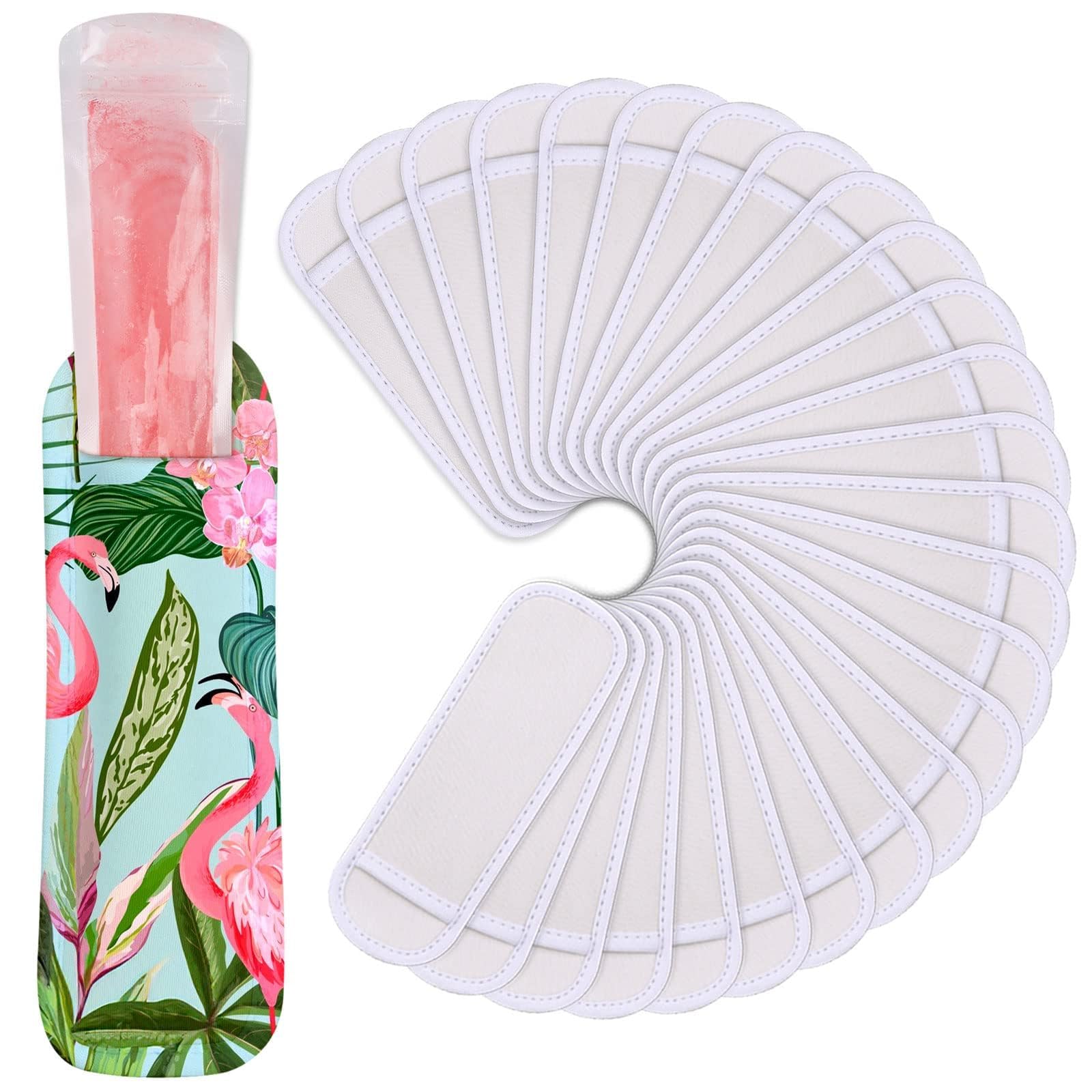JANYUN Ice Pop Sleeves, 24 Pack Sublimation Blanks Popsicle Holder Reusable Freezer Pop Holders Bags Neoprene Popsicle Holders for Kids Adults Heat Press Transfer