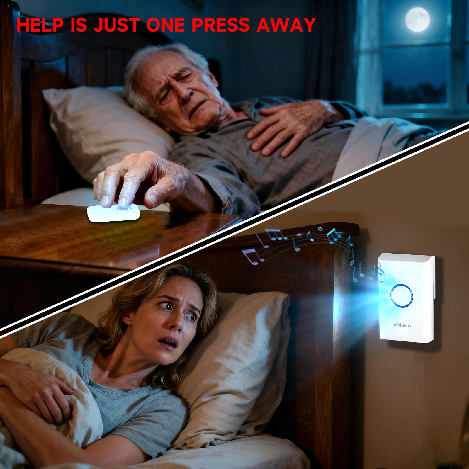 Emergency Button for Elderly & Senior Alert Pager – Home Intercom with SOS Button, Emergency Watch for Seniors, Telecare System & Fall Alarm for Older Adults (Sos Button)