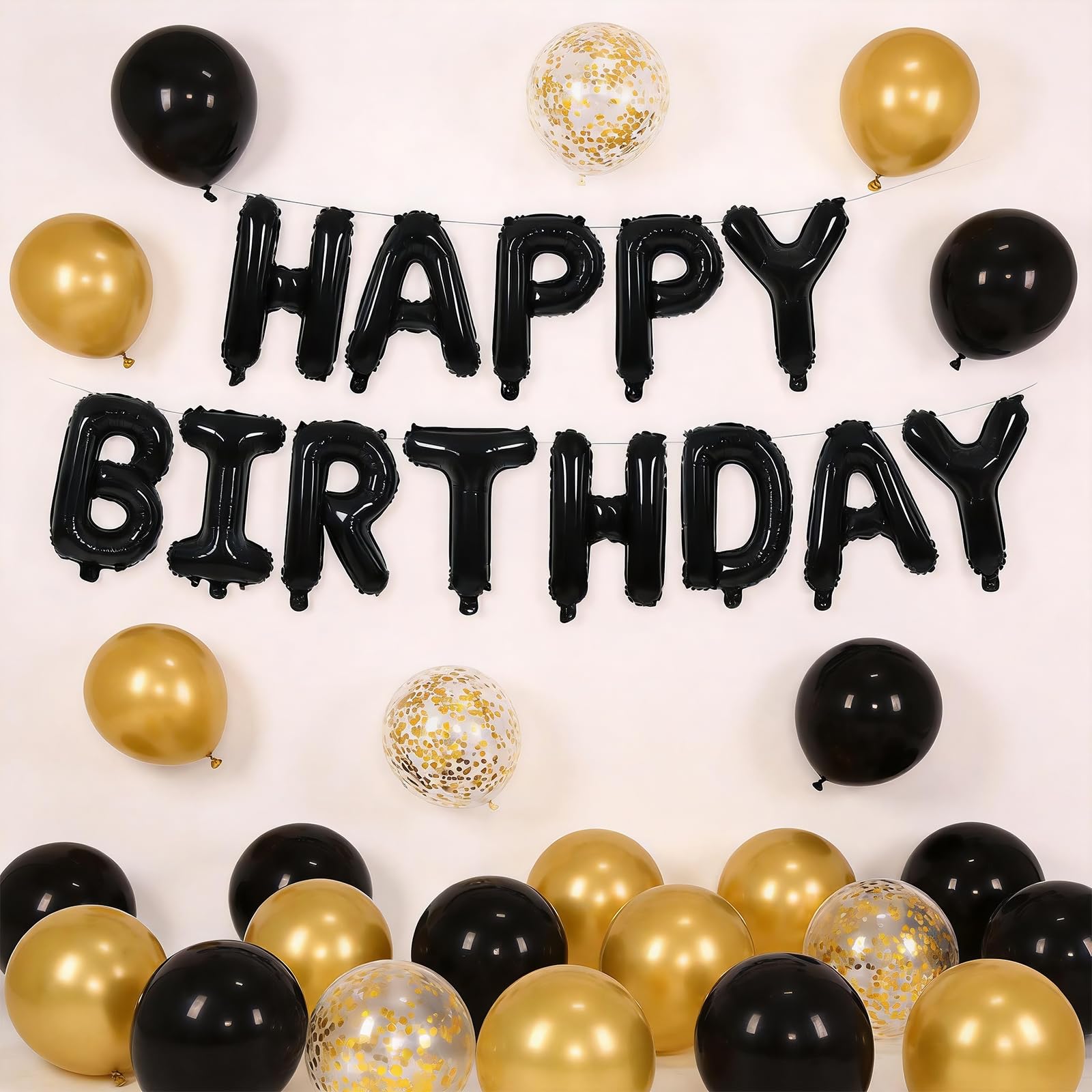 53PCS Colorful Balloon Set for Birthday Party Decorations (Black Gold)