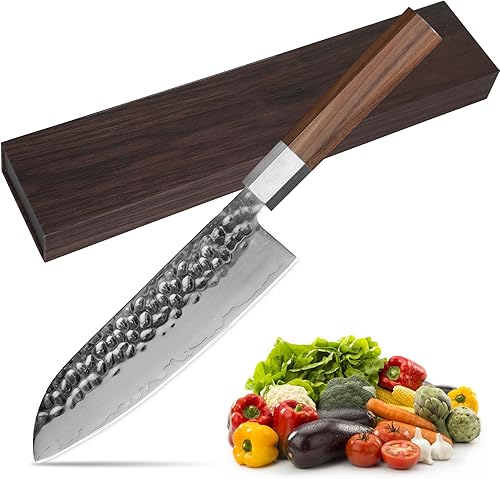 Cuchillo de chef japonés Cuchillo Santoku profesional de 8 pulgadas, cuchillo de cocina ultra afilado, 9 capas VG-10 revestido, cuchillo de chef
