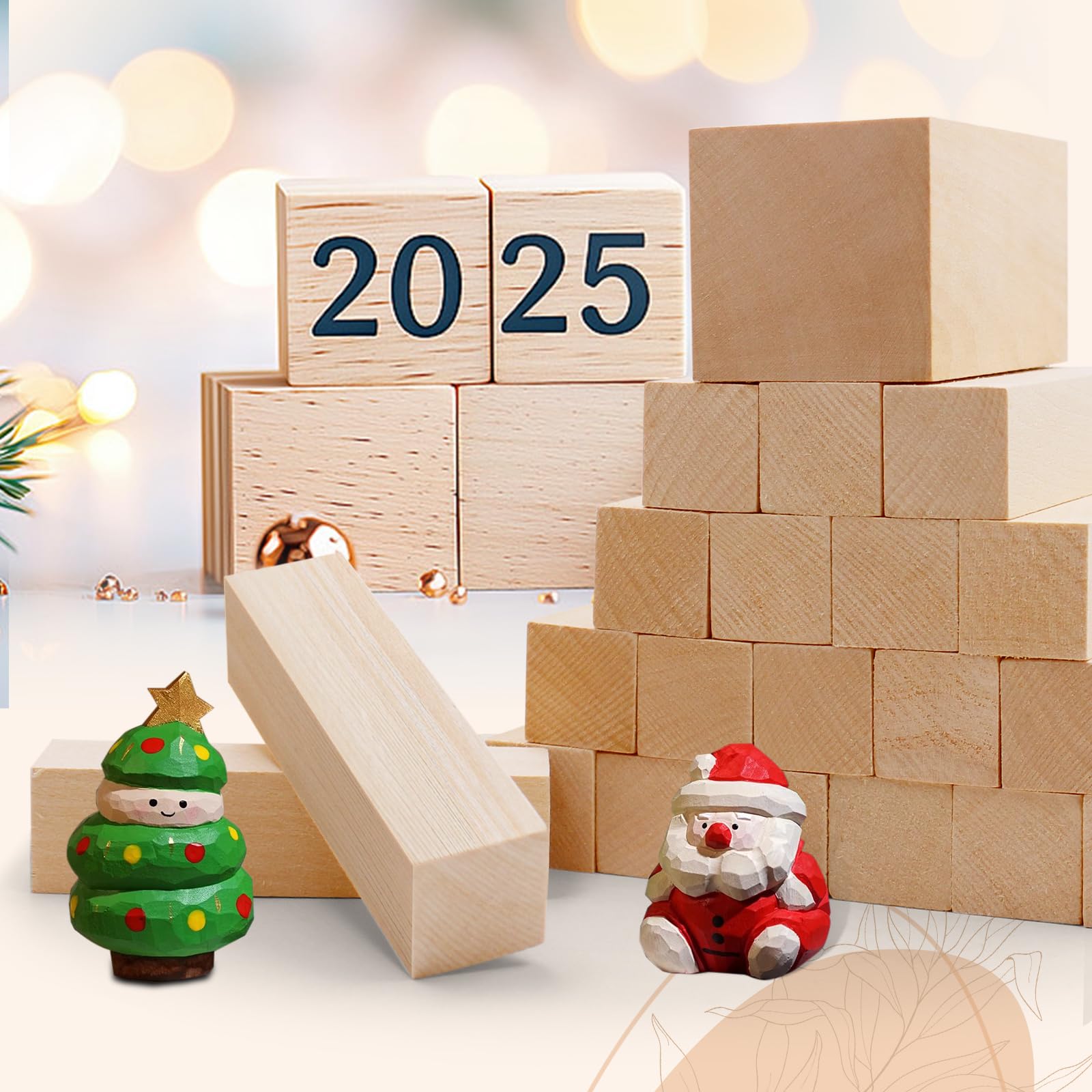 Basswood Carving Blocks for Crafts,Cymuber 24 PCS Whittling Wooden Blockss Kit with 3 Sizes,Wood Carving Blocks Wood Whittling Kit Crafts for Kids and Adults