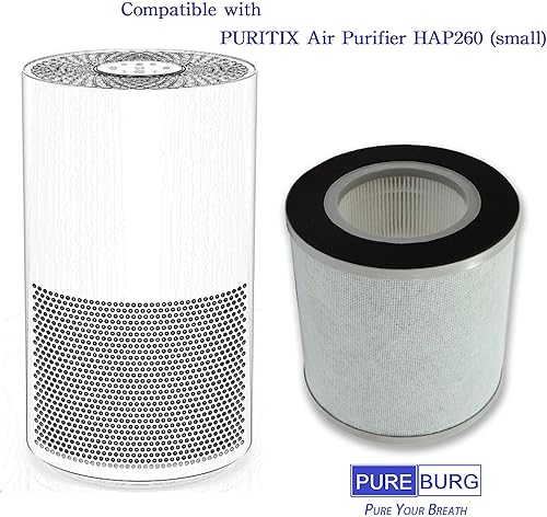 Miniatura 2 de PUREBURG Filtro de repuesto compatible con purificadores de aire Elechomes EPI236, paquete de 2 unidades H13 HEPA de 4 etapas de filtración de