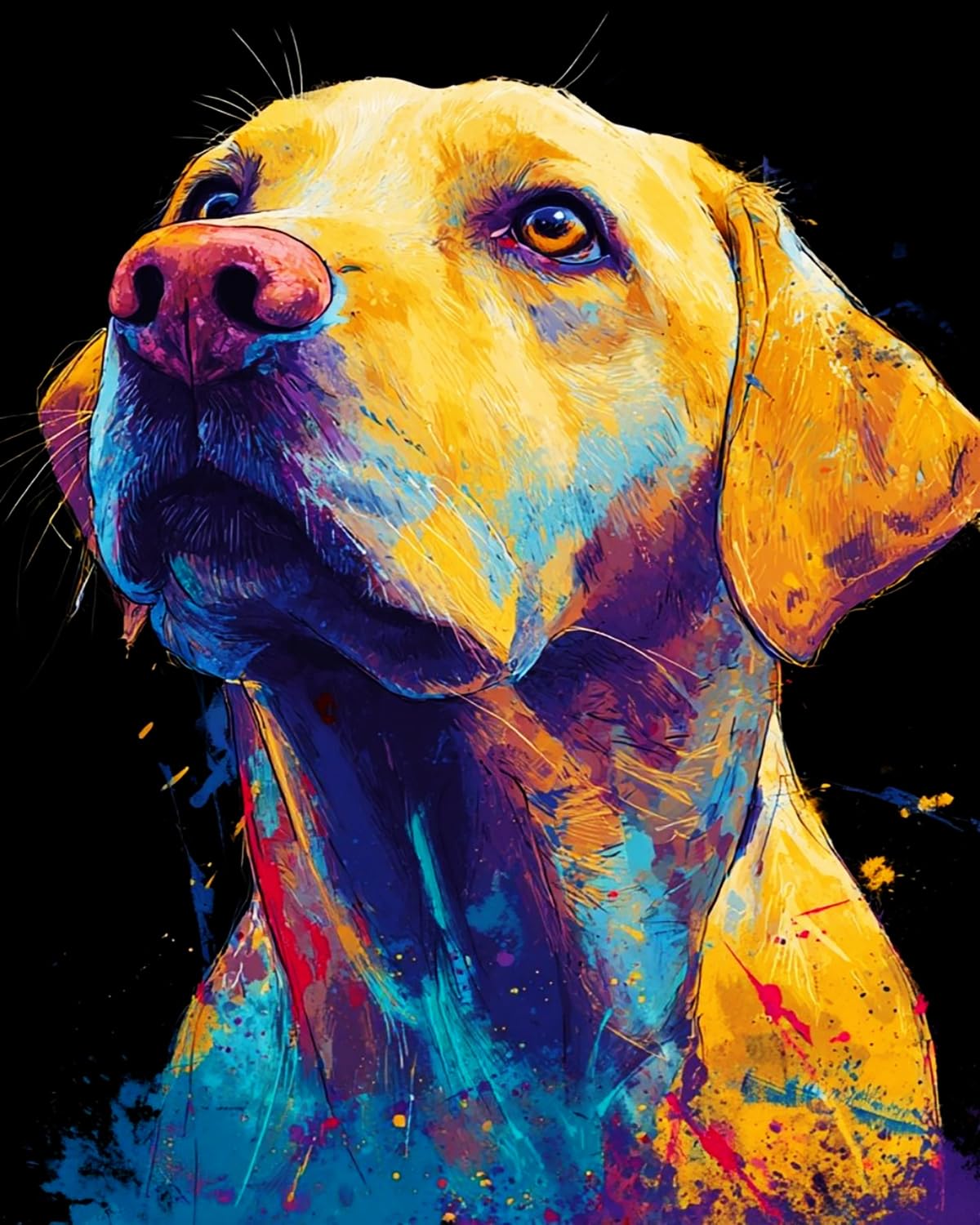 LIUBAISHI Paint by Numbers for Adults, Colourful Loyal Dog, 40x50 cm Acrylic Canvas Kit with Brushes and Paints