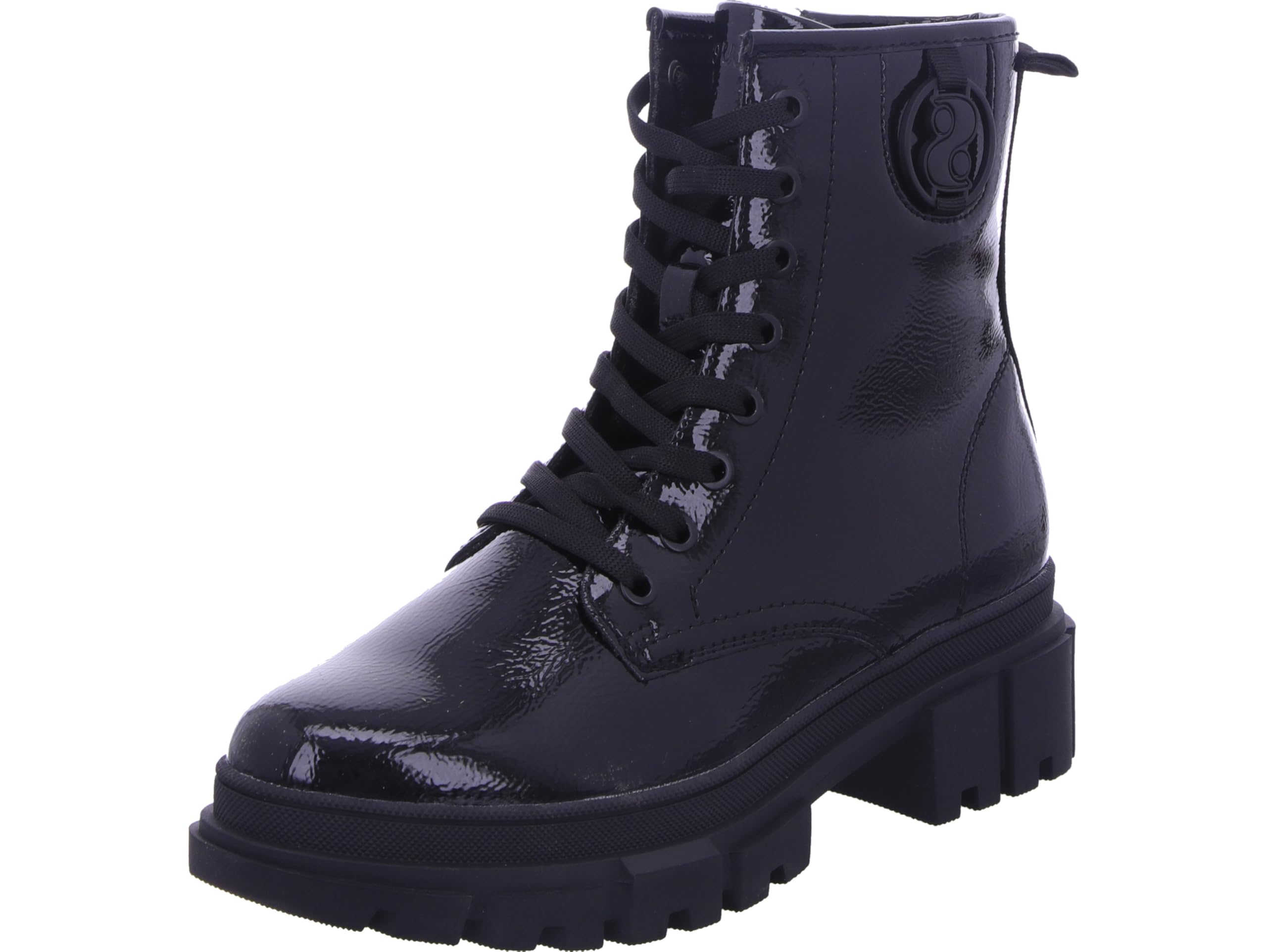 s.Oliver Women's Lace Boot Flat 5-25210-43 Ankle Boots, Black Patent, 37 EU, Black (Black Patent), 5 UK