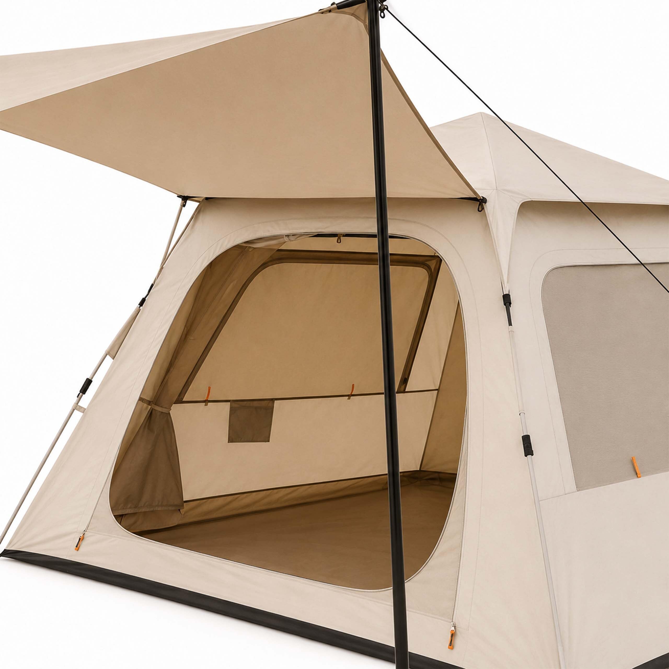 Relaxdays Tienda de campaña automática 3-4 Personas, Beige | montaje rápido, protección UV, con toldo, 155x240x240 cm