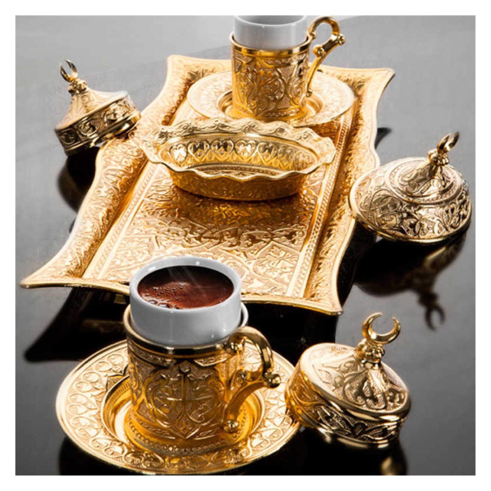 Set Tazzine caffè Set 2 - (9 Pezzi) di Rame o in grani tazzine Set (Color : Gold)