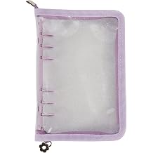 MultiBey A6 Binder 6 Ring Cover PVC Notebook Shell with Zipper, Sparkling A6 Budget Binder for Cash Budget System, Journaling, Planner 8.2 x 5.5, Macaron Purple