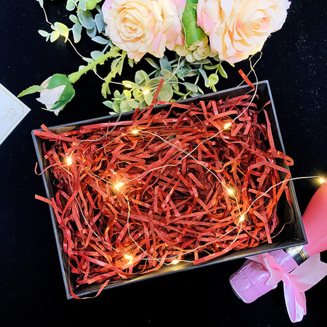 Raphia Brillant Et Papier Déchiqueté - Matériau De Remplissage Pour Boîtes Cadeaux - Décoration Soie Pailletée - Lot