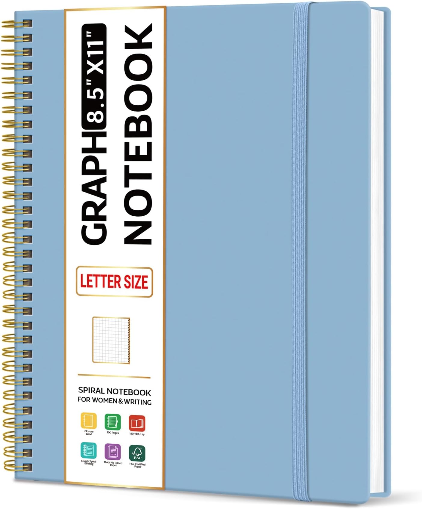 Large Spiral Dotted Notebook for Work, Journal for Women & Men | Blue 8.5" x 11" Notebooks for Note taking, Writing & Journaling, College Ruled Pages, Plastic Cover