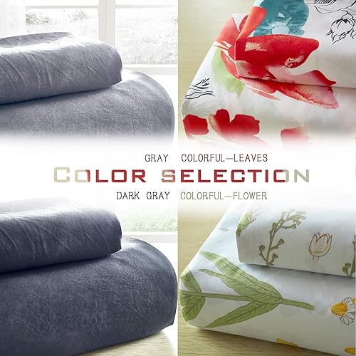 Miniatura 4 de LOKATSE HOME Juego de funda de edredón lavable de 3 piezas con 2 fundas de almohada suaves y cómodas, lavable a máquina (Queengris oscuro)