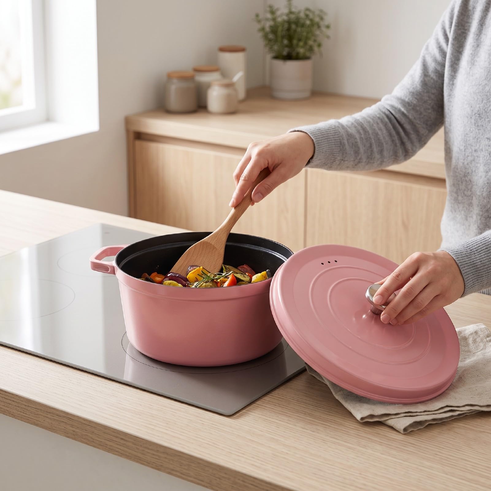 Naroote Garnek Emaliowany 24cm 4L z nieprzywierającą powłoką ceramiczną,