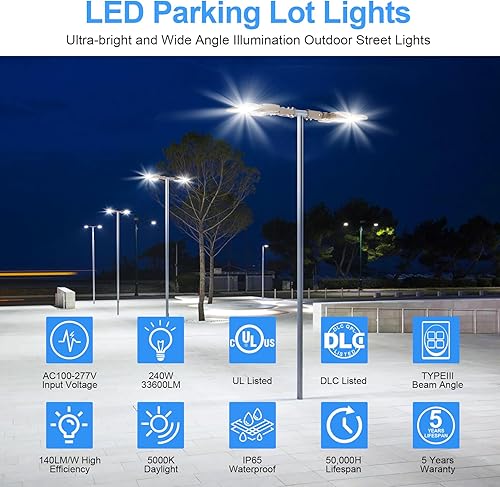 Miniatura 2 de Luces LED de estacionamiento de 240 W 33600 LM LED Shoebox Pole Lights Fixture (800W HIDHPS de reemplazo) 5000K IP65 AC100-277V UL Listado