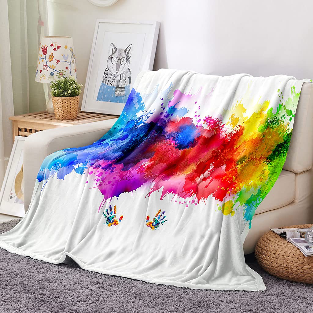 Mantas para Cama De Franela Invierno para Infantil Y Adulto 150X200Cm Manta Polar De Felpa De Microfibra Suave para Sofá, 3D Humo Colorido Patrón, Cálida Y Transpirable