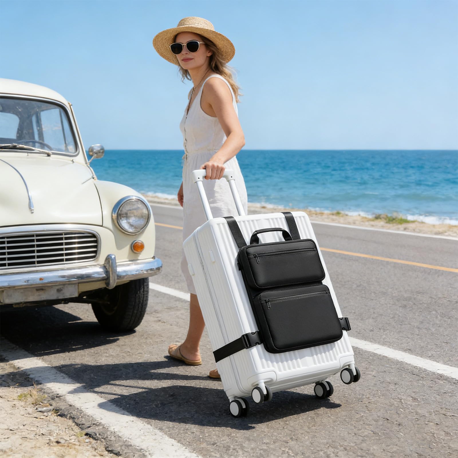 Borsa per computer espandibile a scomparti multipli con protezioni antiurto in tessuto Comoda maniglia Soluzione archiviazione da viaggio Custodia per laptop antiurto