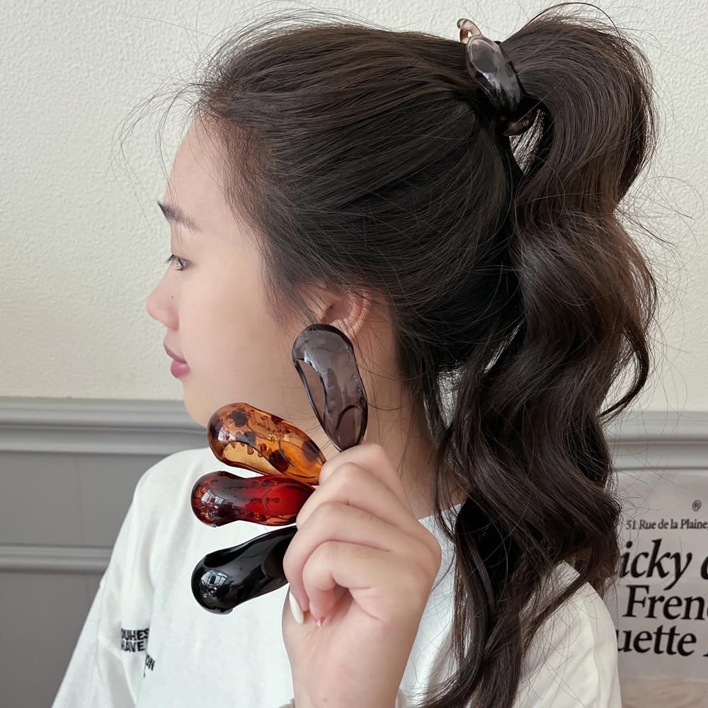 Melodio Fermagli per capelli a banana, 5 pezzi, antiscivolo, a tenuta forte, per coda di cavallo, accessori per capelli per la parte posteriore della testa (5 colori)