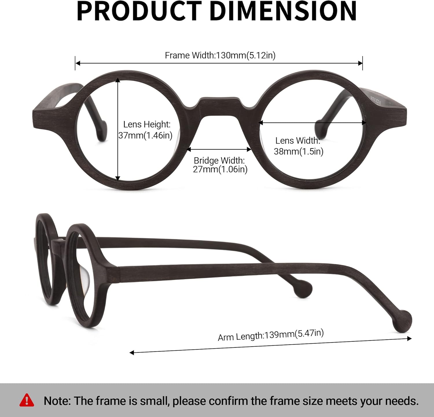Zeelool Vintage Small Round Blue Light Blocking Glasses for Men Women Wood Grain Acetate Eyewear Arale FA0176 Fa0176-03 Burnt Umber Clear Lens
