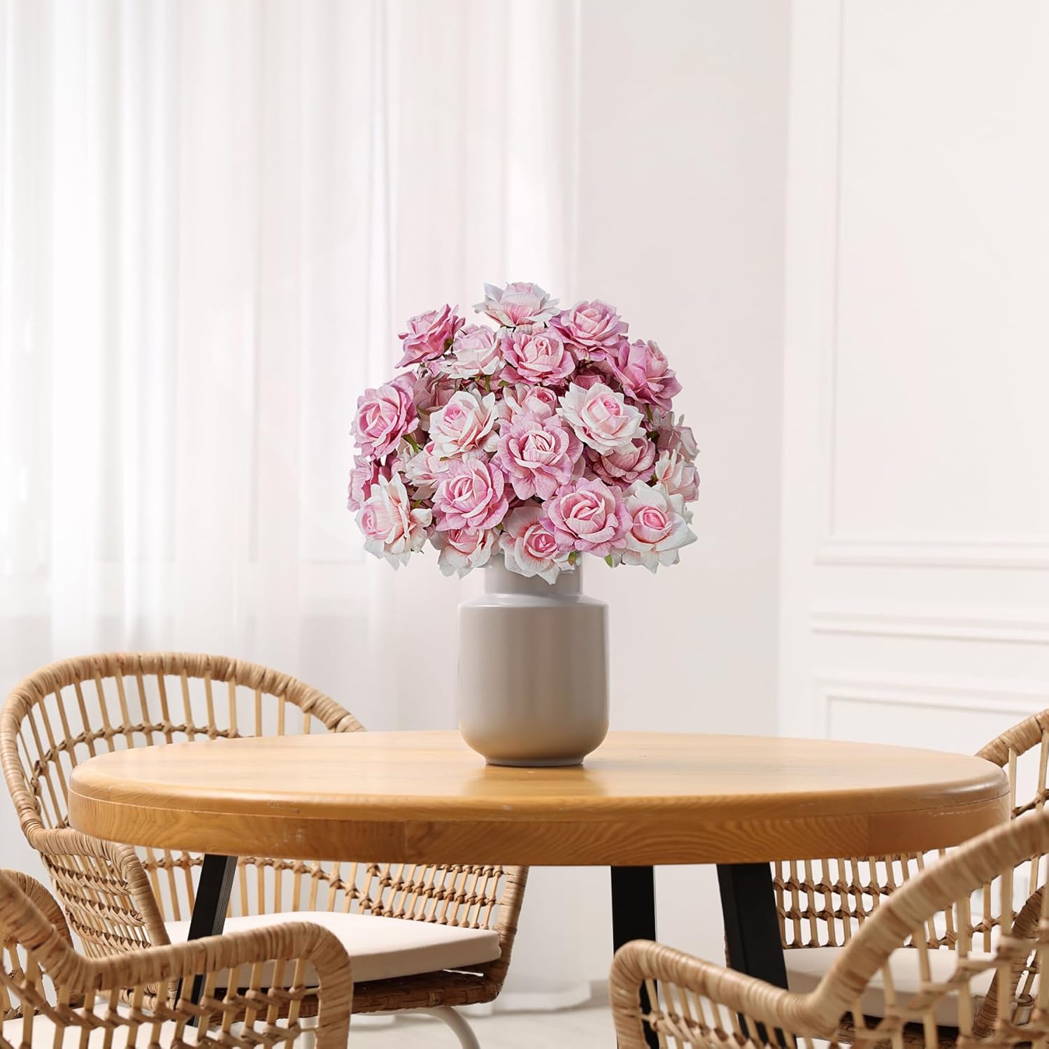 10 Pcs Artificial Flowers Fake Roses, 28" Long Stem Silk Roses for Wedding Centerpieces Home Party Valentine's Day Decor, Realistic Faux Bouquet for Tall Vase Indoor(Pink) - Image 3