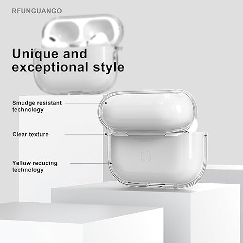 Miniatura 3 de RFUNGUANGO Funda protectora para Airpods Pro de 2 generación1 generación, funda de TPU suave para Airpods Pro 2, transparente con kit de limpieza,