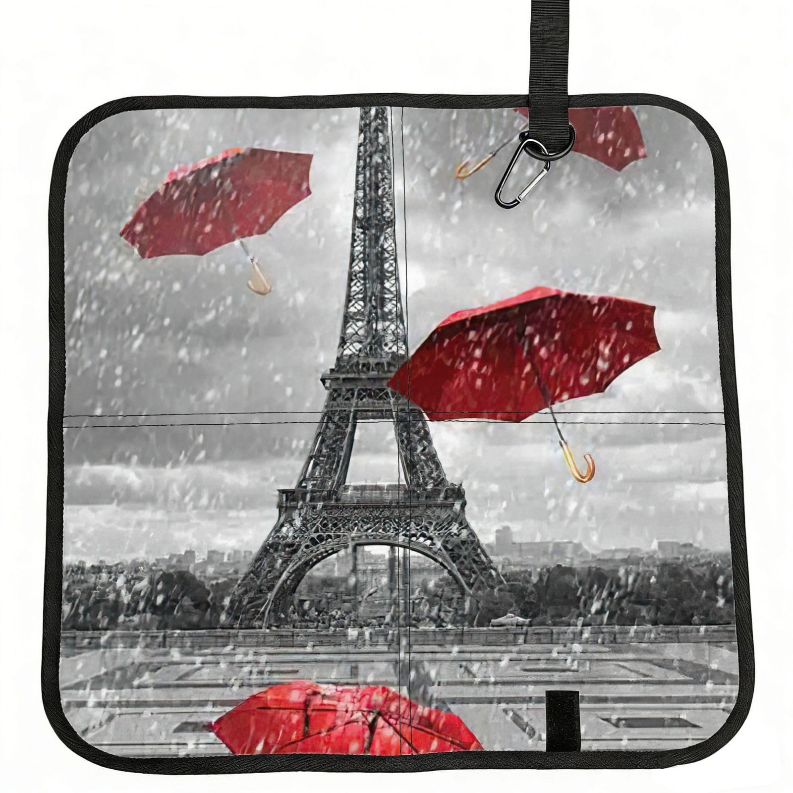 bghdfa Paris Tower Red Umbrella Print Outdoor Sitting Mat Waterproof Oxford Cloth Seat Cushion Folding Foam Camping Seat For Picnic