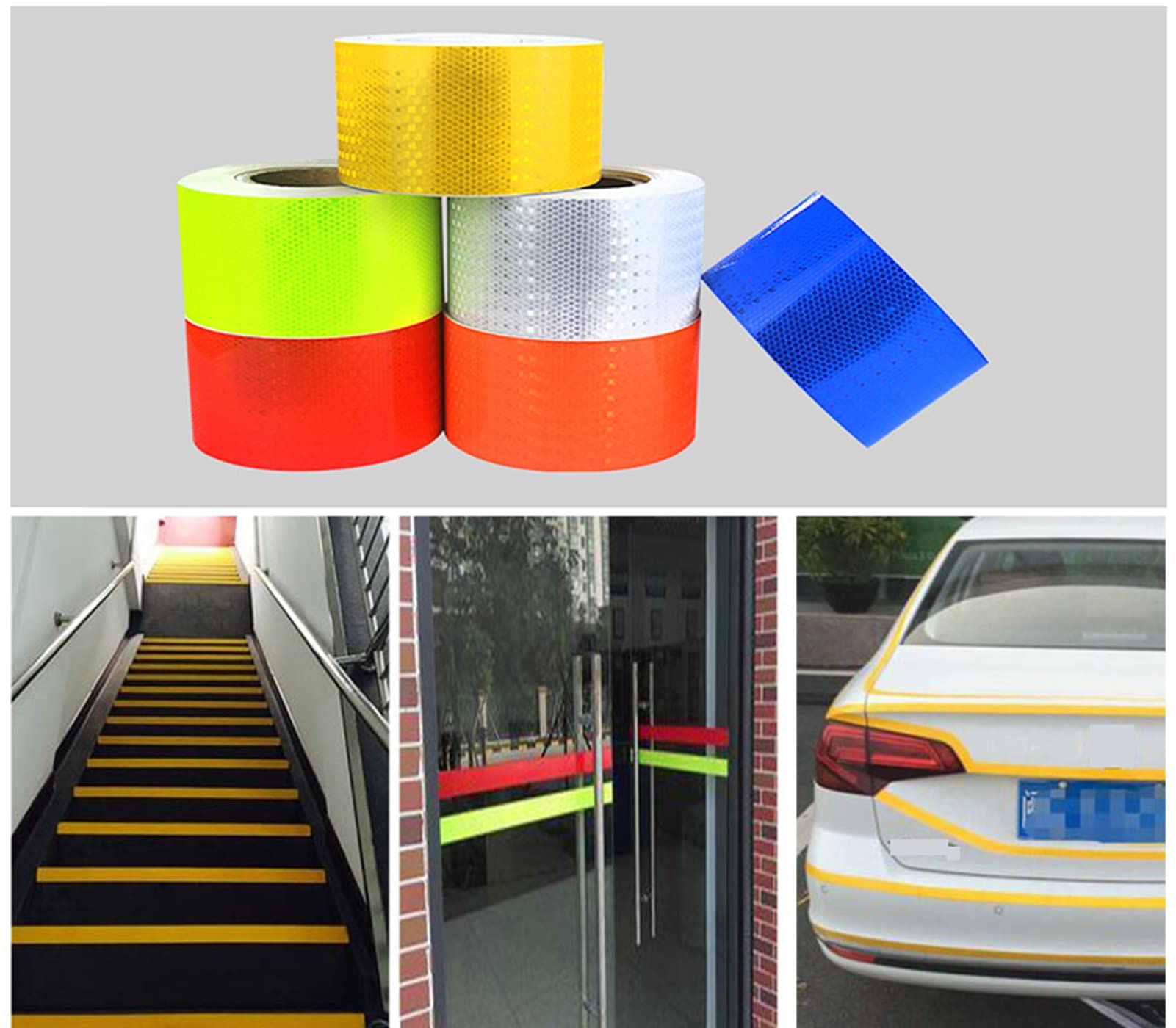 Cinta Reflectante 15cm x 10metros Cinta de Advertencia de Seguridad Autoadhesiva Pegatina Reflectante para Remolques Camiones Automóviles Barcos Letreros Buzones,Amarillo