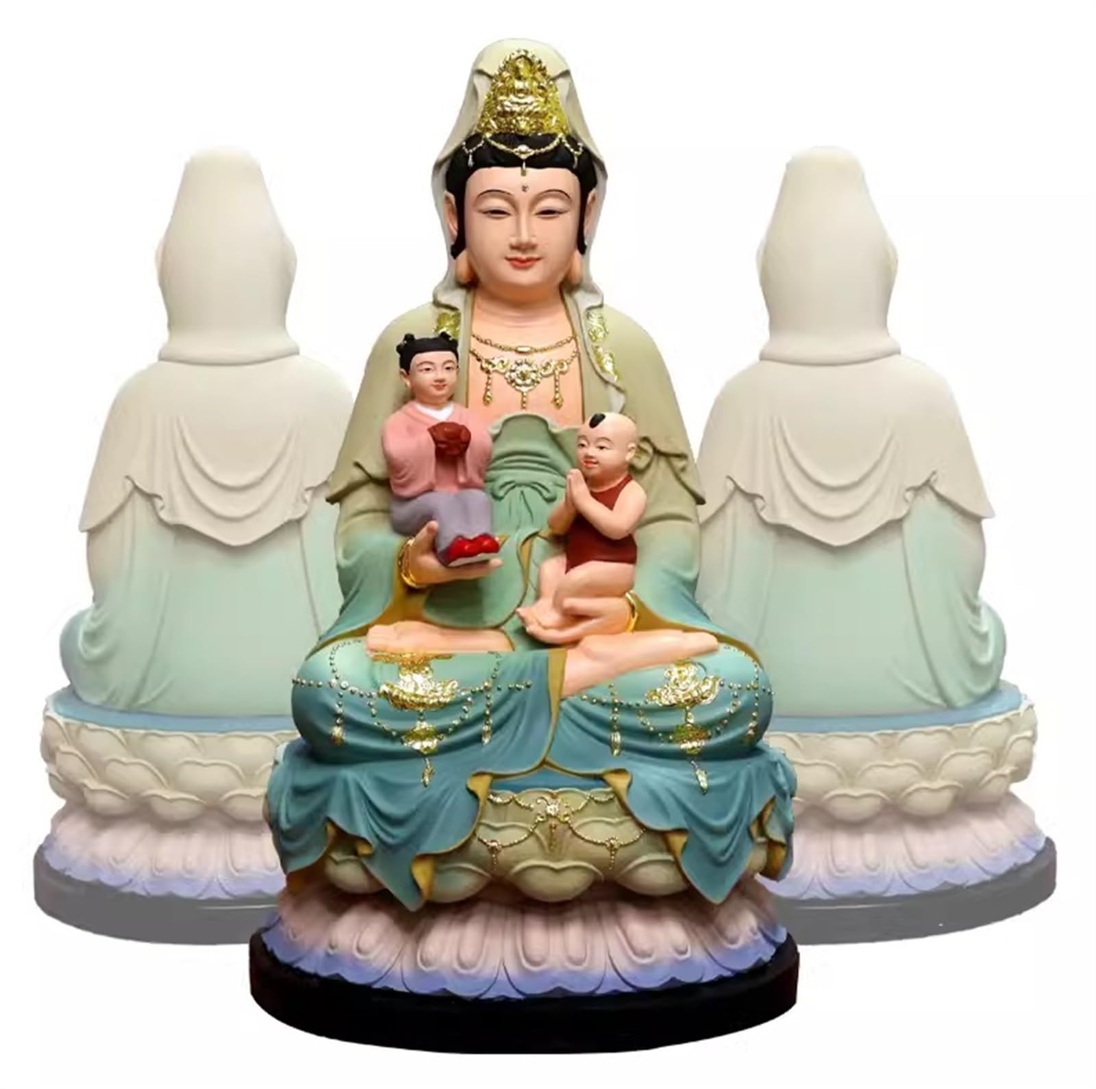 Budas Decorativos Buddha Estatua De Buda De Resina, Estatuas De Bodhisattva De Loto Sentado para Decoración del Hogar Escultura Adorno Artesanal(16in)