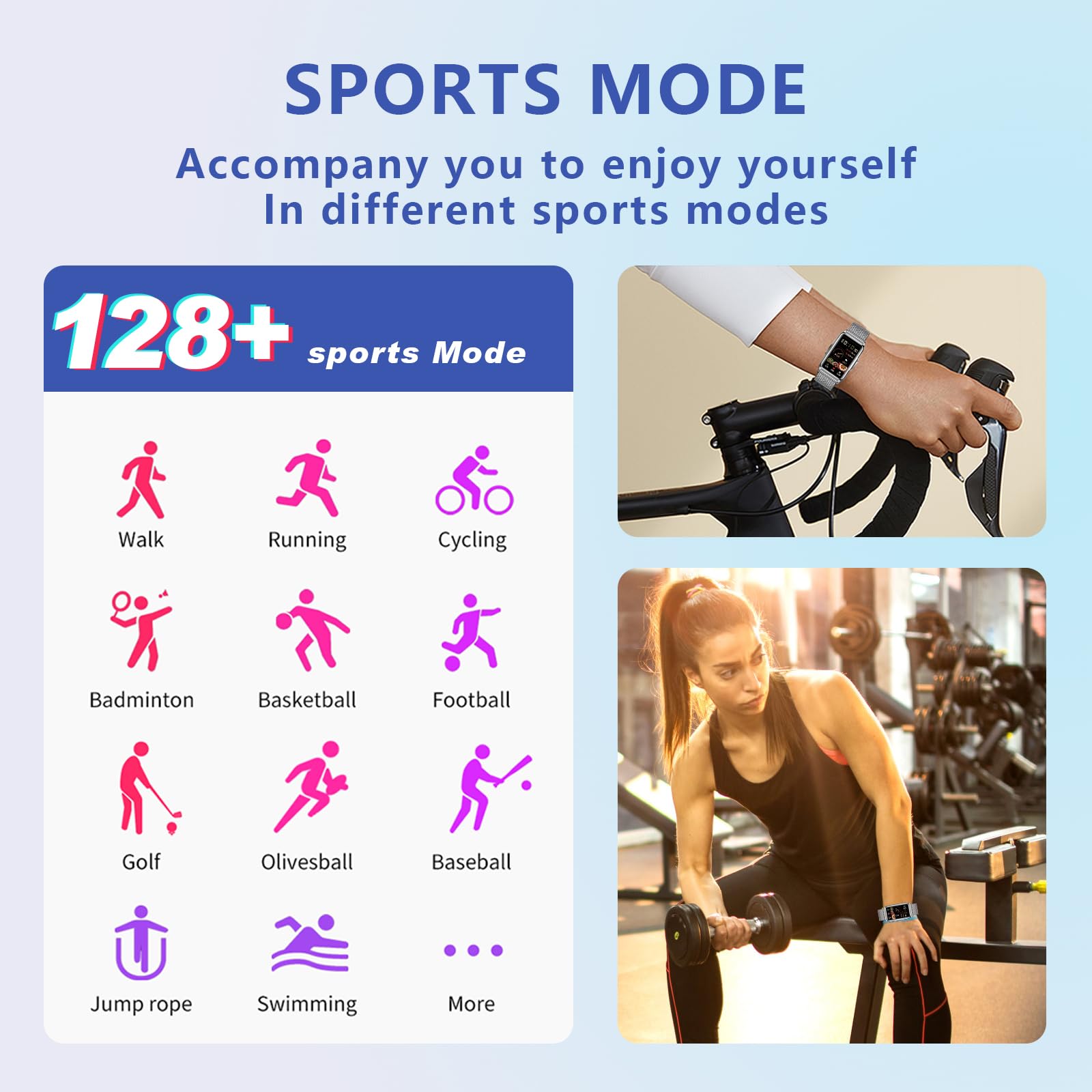 Smartwatch Damen 1,47 Zoll Armbanduhr mit IP68 Wasserdicht Fitness tracker Sportuhr mit Zwei Wochen Standby SpO2 124 Trainingsmodi Herzfrequenzmessung Schlafmonitor, Musikkontrolle Android iOS