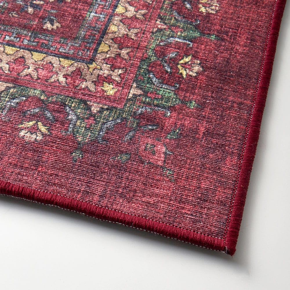 Amazon｜[ベルメゾン] ラグ 洗える ヴィンテージテイスト プリント