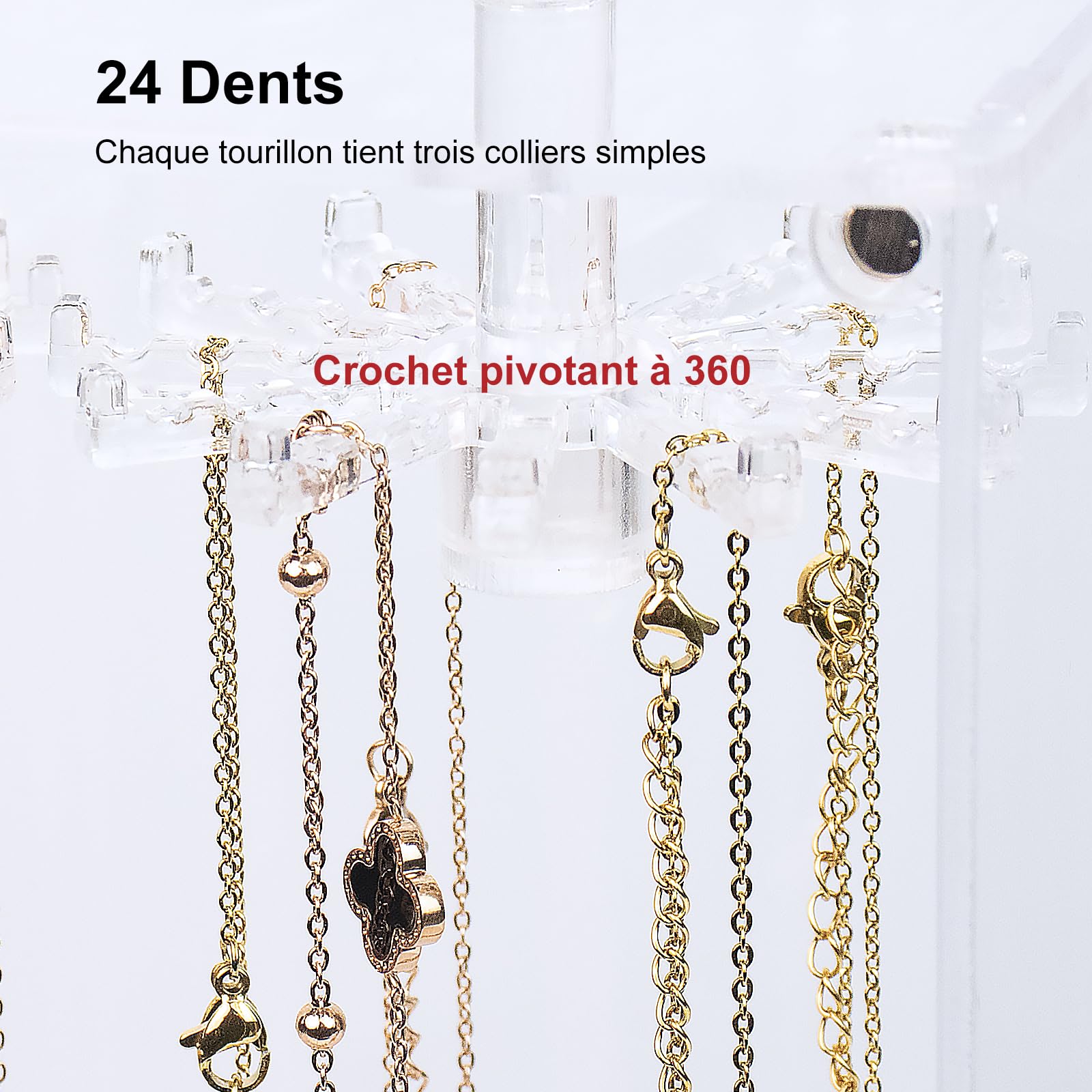 Acryl Kettenständer 2-stöckig - Schmuckhalter Mit 80 Haken Transparent