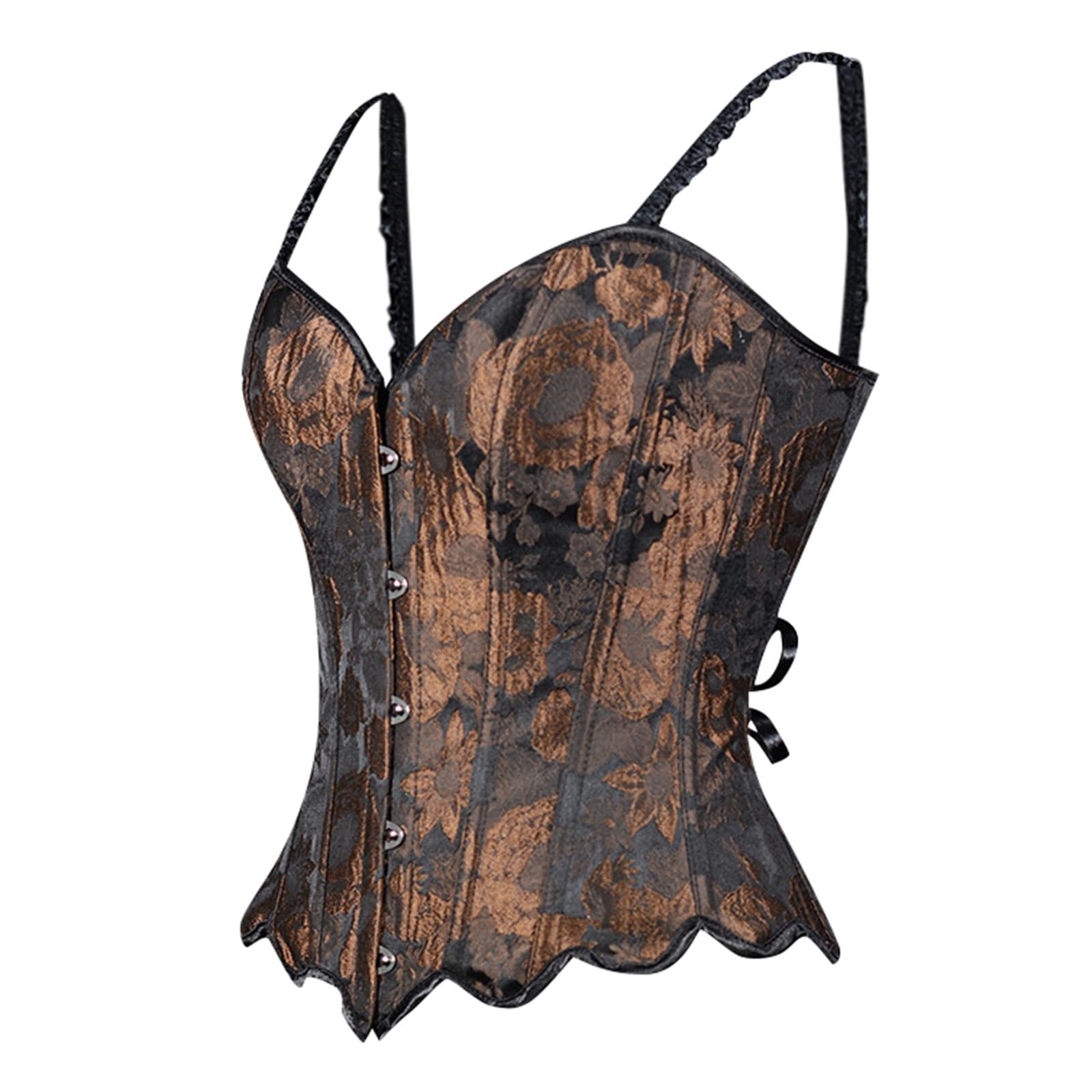 Generisch Corsetto con ricamo a girasole e cinghie a spina di pesce, orlo increspato, cinturino a spina di pesce, vestibilità aderente, design elegante