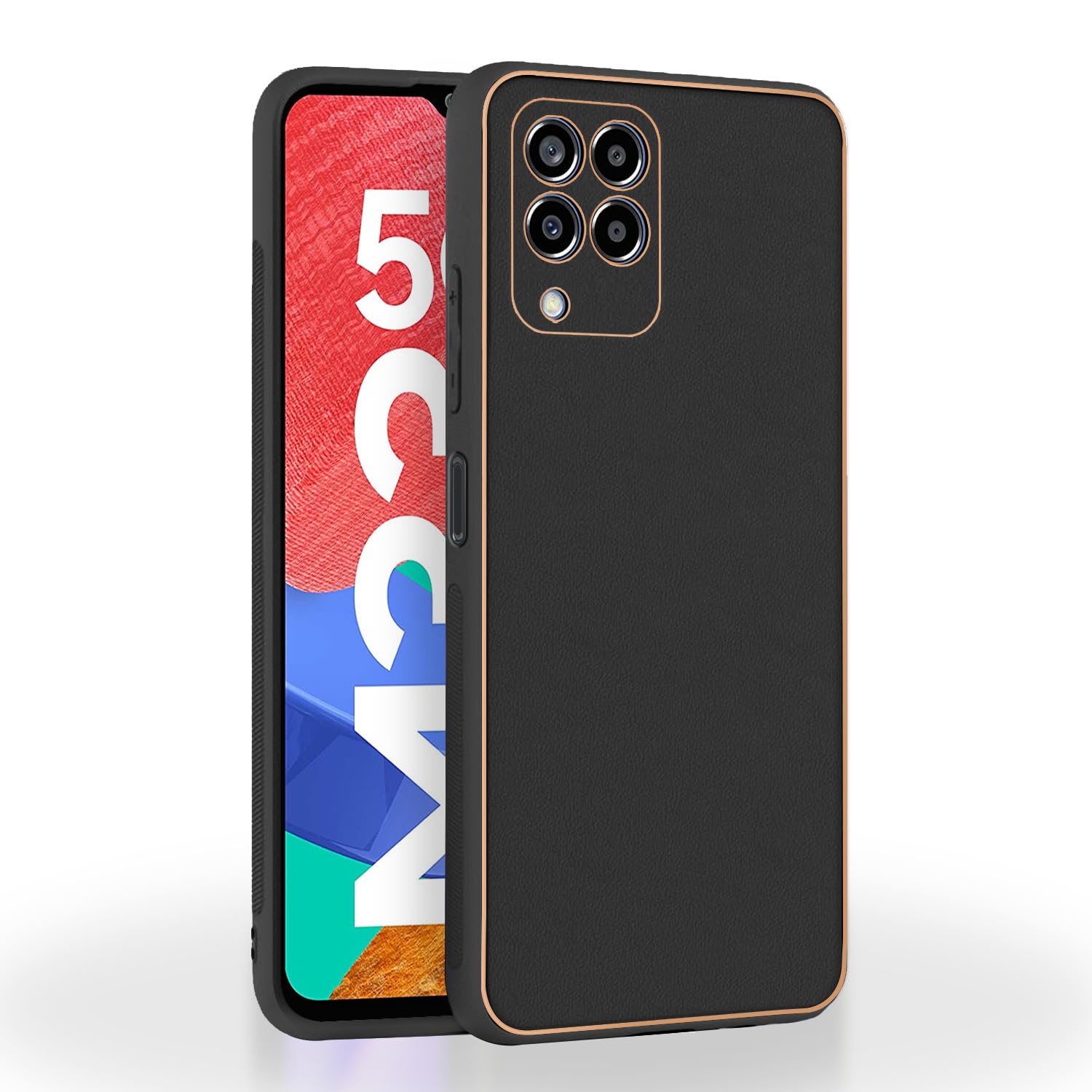 Pikkme Samsung Galaxy M33 5G Back Cover | Gold Electroplating Leather Chrome | Raised Edges | Super Soft-Touch | Bumper Case for Samsung Galaxy M33 5G (Black) (B0B6QBRK2J) Amazon Price History, Amazon Price Tracker