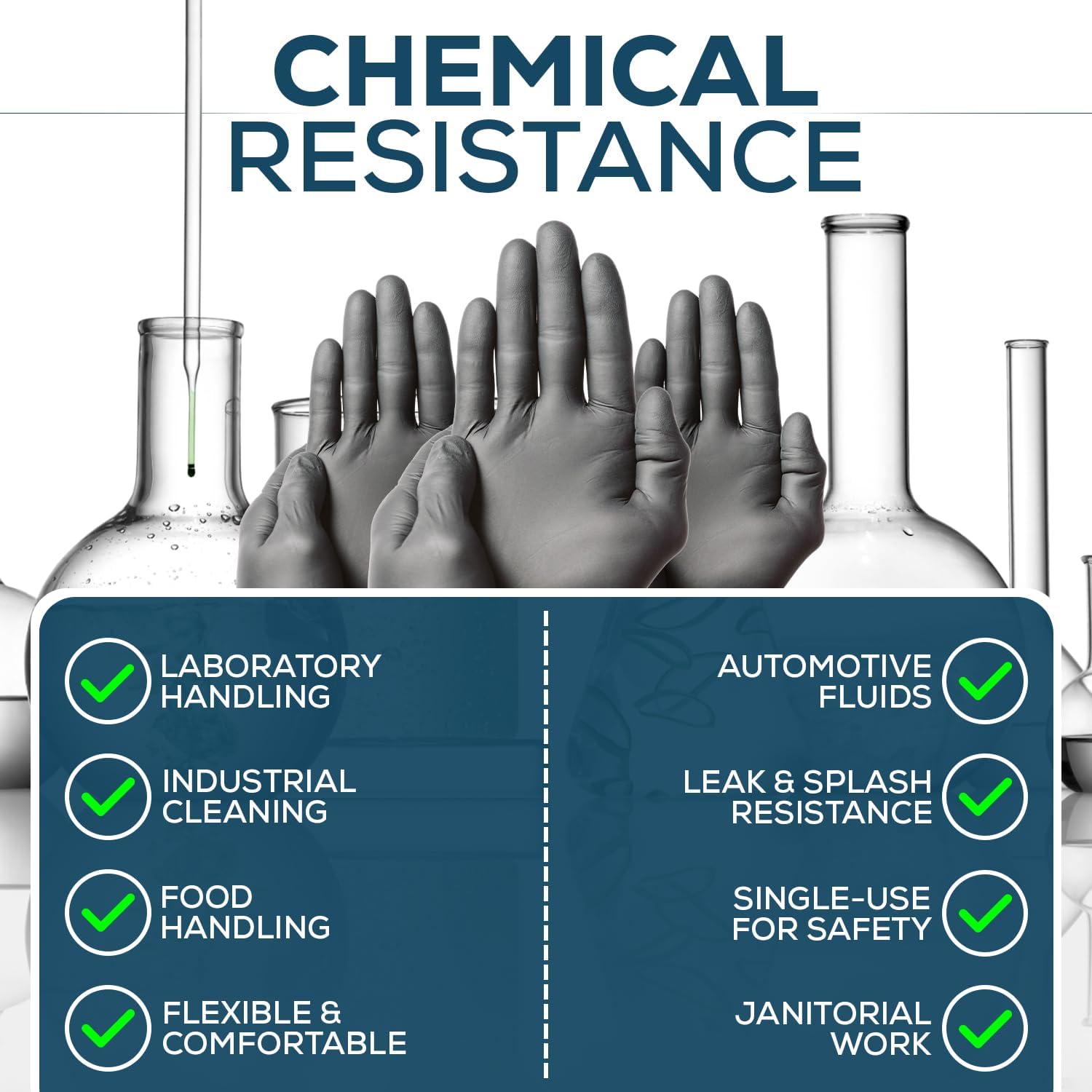 First Glove 6 Mil Volt Black Nitrile Bucket - Food Safe Cleaning Gloves, Household, Micro Textured, Latex-Free - 500 count