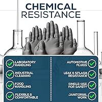 Vista 4 de First Glove - Guantes desechables de nitrilo Volt de 6 milésimas de pulgada negros, guantes de limpieza seguros para alimentos para cocina, hogar