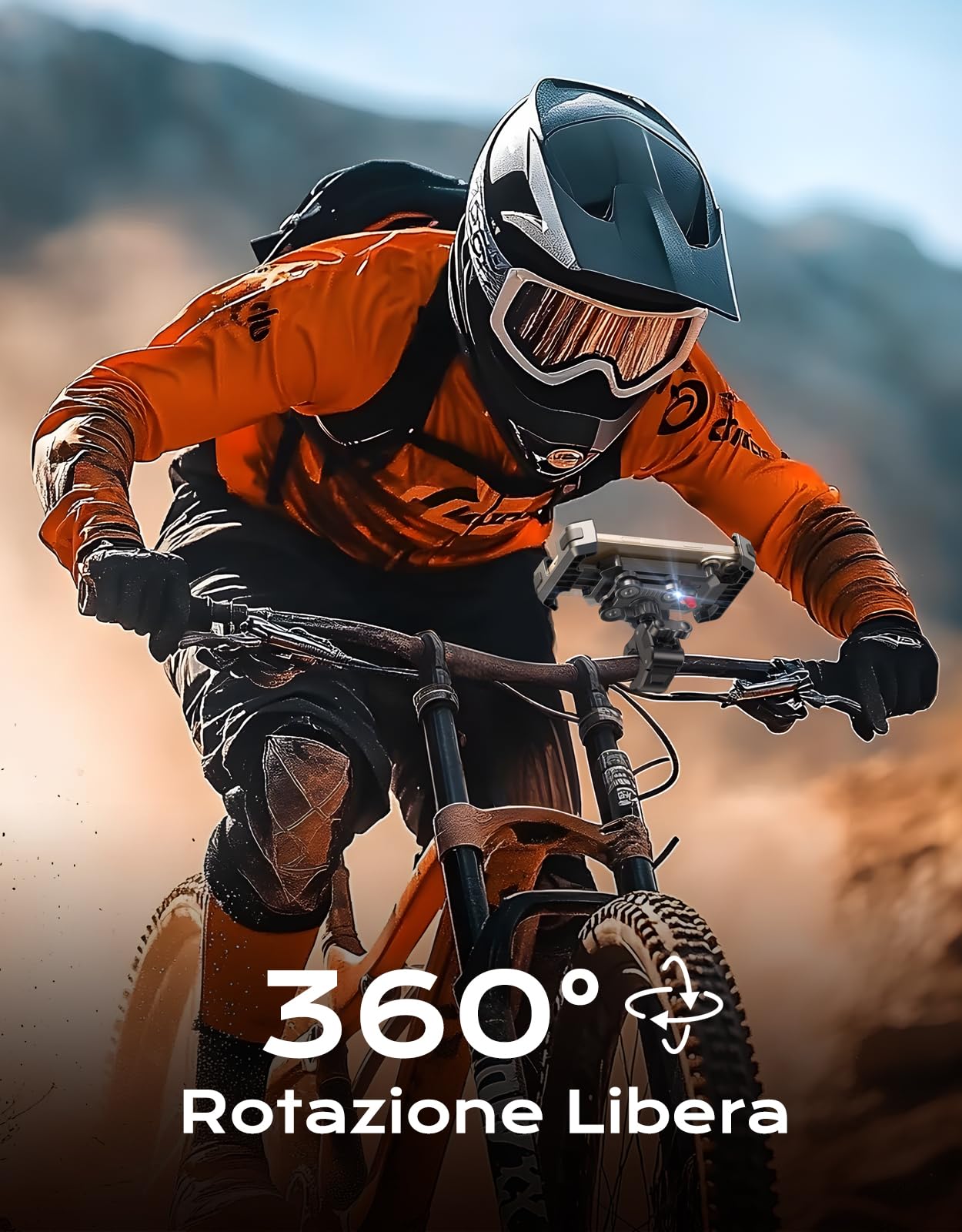 CIRYCASE Porta Cellulare Moto, 2026 Aggiorna Antivibrazione Porta Cellulare Bici Stabile, [360° Rotabile & Blocco Rapido] Manubrio Supporto Telefono Moto, Cavalletti per Bicicletta Telefoni 4.7-6.8''