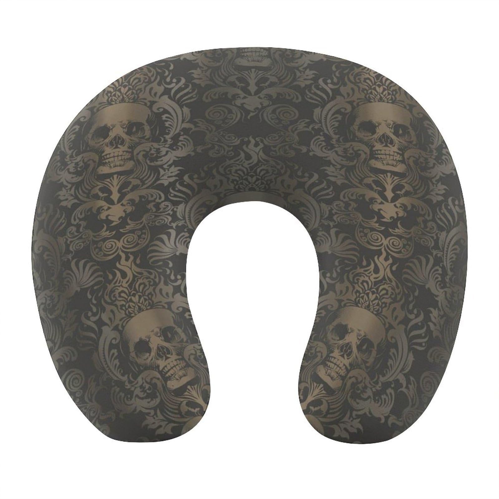 VstaDank Gothic Wallpaper Skull Neck Pillow Soft Comfortable Travel U Shaped Pillows Portable Pillows for Shoulder Memory Foam Head Support Pillow for Airplane Car Home Office