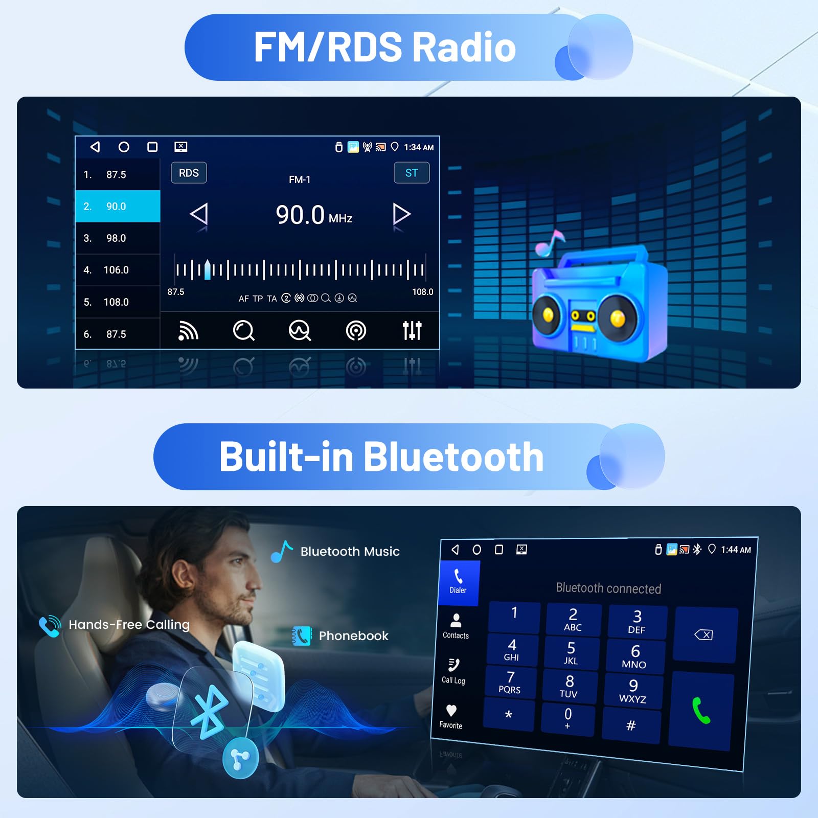 Inefala 4+64G 7'' Android 15 Autoradio per Fiat Panda 2013-2020