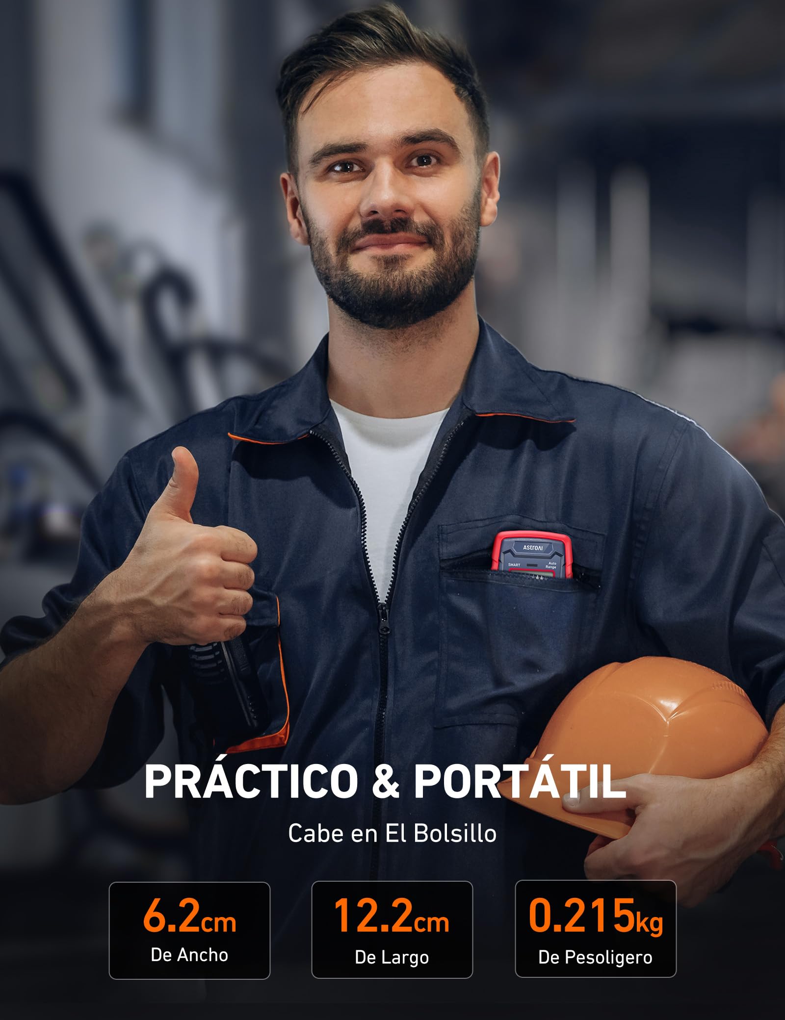 AstroAI Multímetro Digital Inteligente 4000 Cuentas, Polimetro Digital de Larga Duración, Tester Electricista de Rango Automático para Voltaje CA/CC, Resistencia y Continuidad