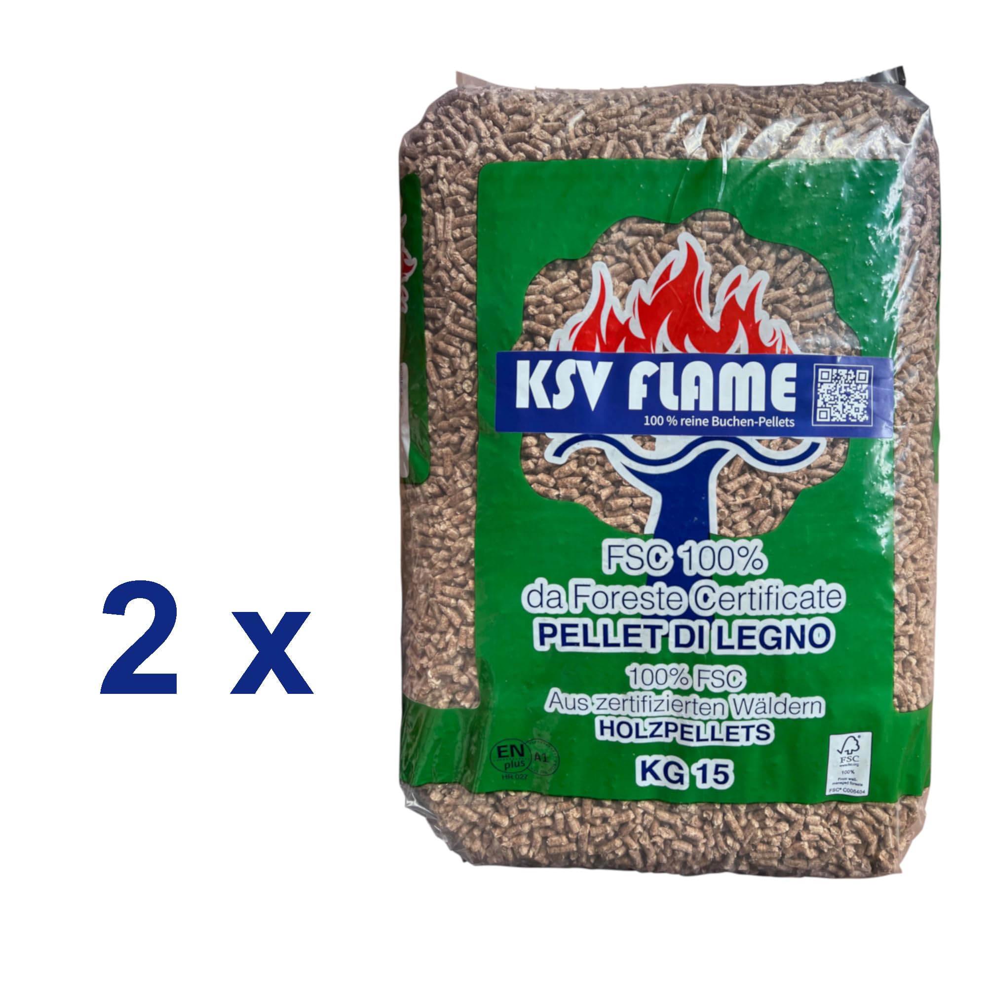 30kg KSV FLAME Buchen-Pellets für BBQ, Smoker, Räucherofen, Grill, Pizzaofen | Smoker-Granulat | Grillpellets