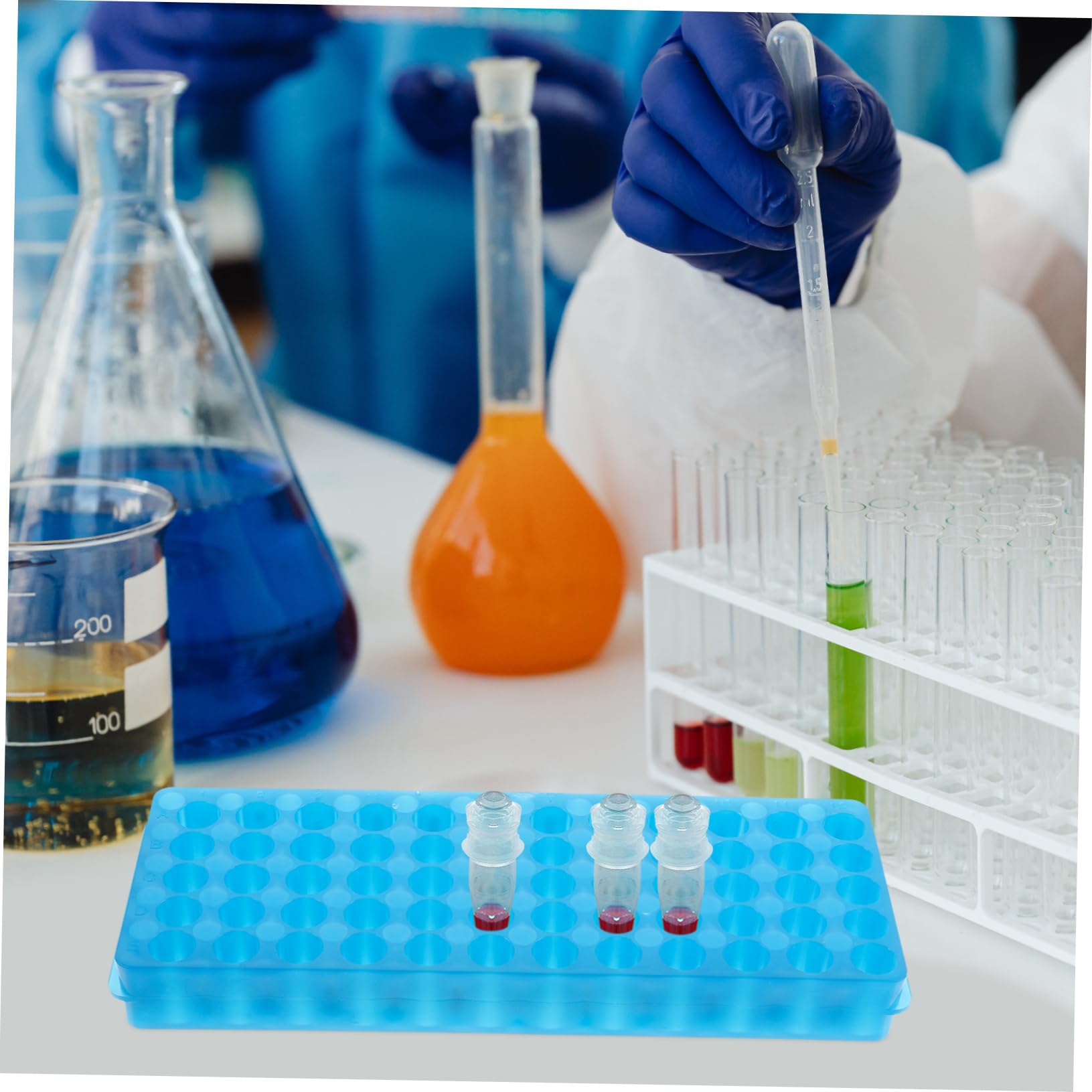 Mobestech 2 Stück Reagenzglasgestell Labor 60 Löcher Zentrifugenröhrchenhalter aus Robustem Material Wiederverwendbar für 0,5 Ml bis 2 Ml Röhrchen Praktischer Organizer für Proben und Laborgebrauch